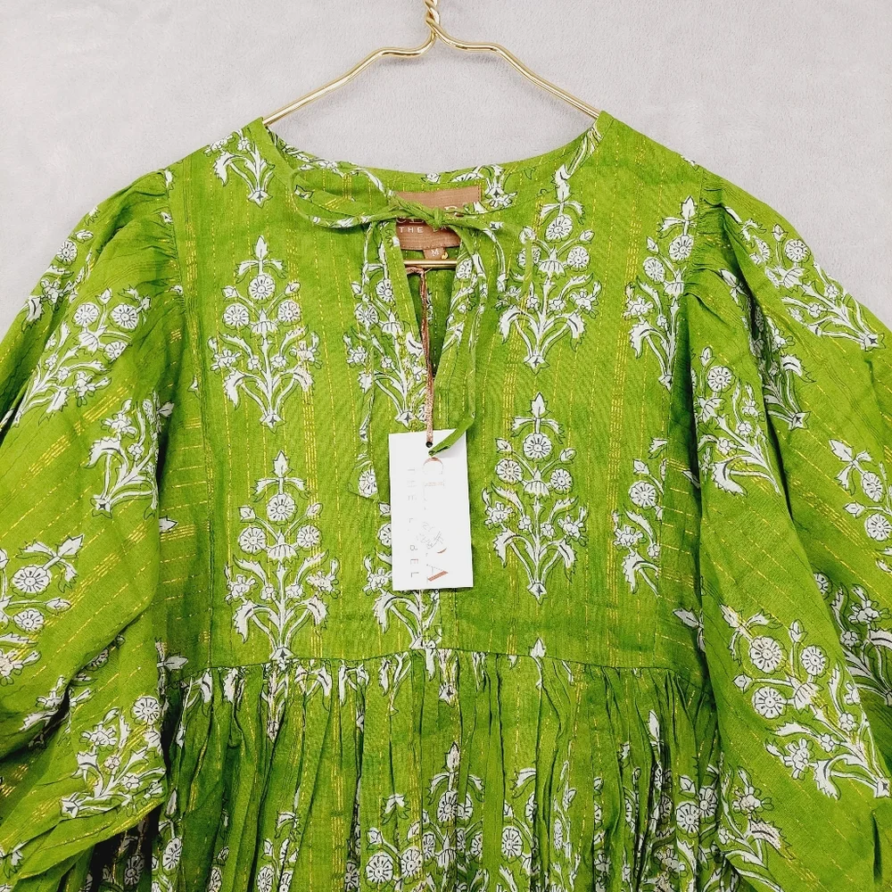 New Clara The Label Clover Mini (Renwick Olive) Ballon Sleeves Mini Dress P2384 - Picture 4 of 11